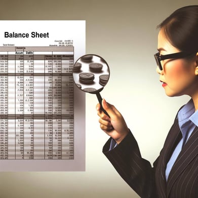 An image of a balance sheet being reviewed as part of the due diligence process when investing in a business